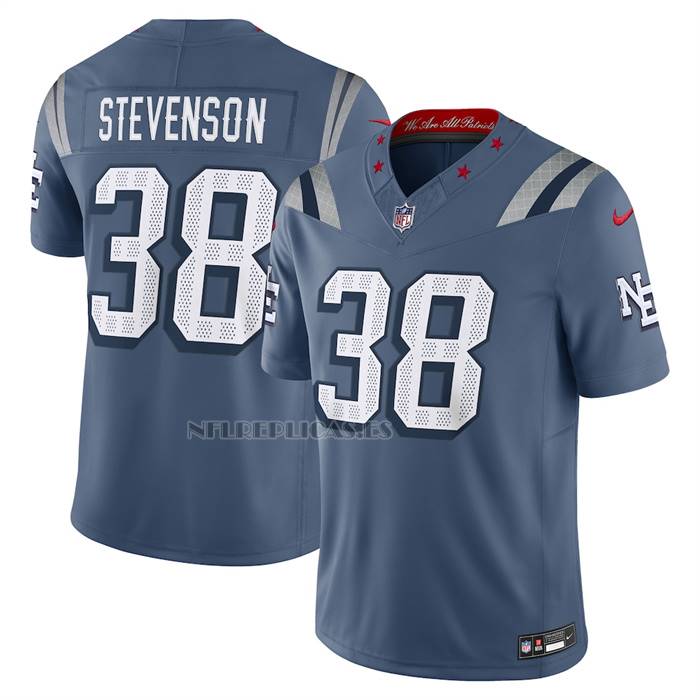 Camiseta NFL Limited New England Patriots Rhamondre Stevenson 2025 Rivalries Collection Azul Storm